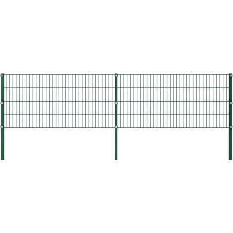 Clôture vert mousse - vidaXL Panneau de clôture avec poteaux en fer 349 x 80 cm Vert - Clôture durable