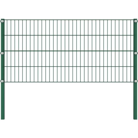 Clôture verte - vidaXL Panneau de clôture avec poteaux en fer 176,5 x 80 cm Vert - Clôture durable