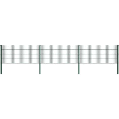 Clôture verte - vidaXL Panneau de clôture avec poteaux en fer 522 x 80 cm Vert - Clôture durable