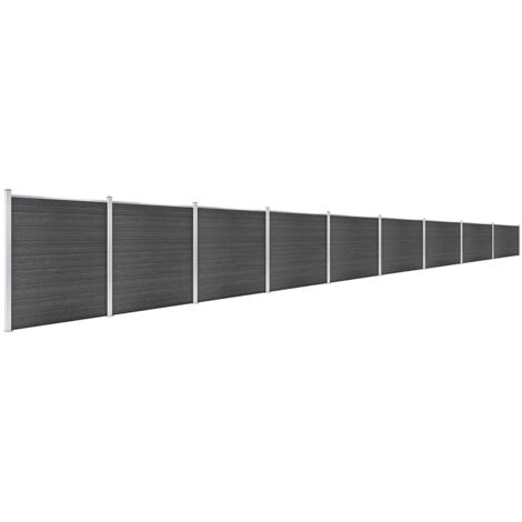 Clôture WPC/Ensemble de Panneau de Clôture,Barrière de jardin 1564x186 cm Noir -20816