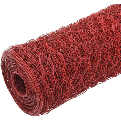Clôture，Grillage Acier avec revêtement en PVC 25x1 m Rouge CFW24080