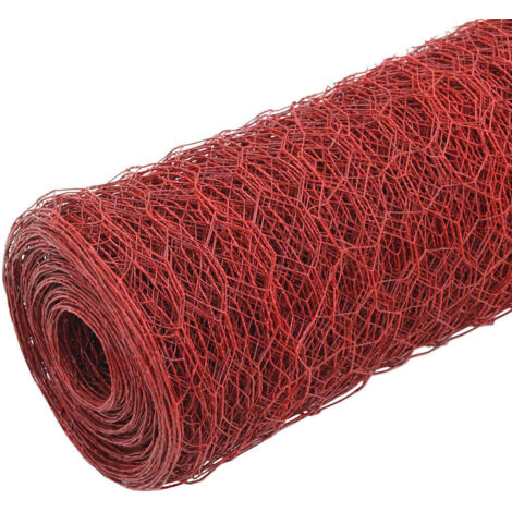 Clôture，Grillage Acier avec revêtement en PVC 25x1 m Rouge CFW94110