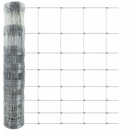 Clôtures forestière à nœuds - Idéal pour  clôtures à gibier, Grillage Animaux de ferme, Galvanisé, Largeur de maille: 15 cm, 100 cm x 50 m
