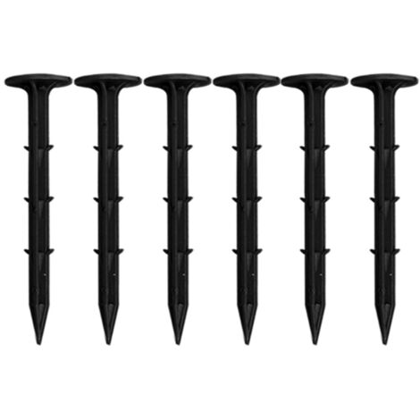 Clou de Fixation Sol pour Jardinage - Lot de 6 pièces en Plastique Robustes, 11cm, Vert/Noir pour Serres, Toiles et Filets
