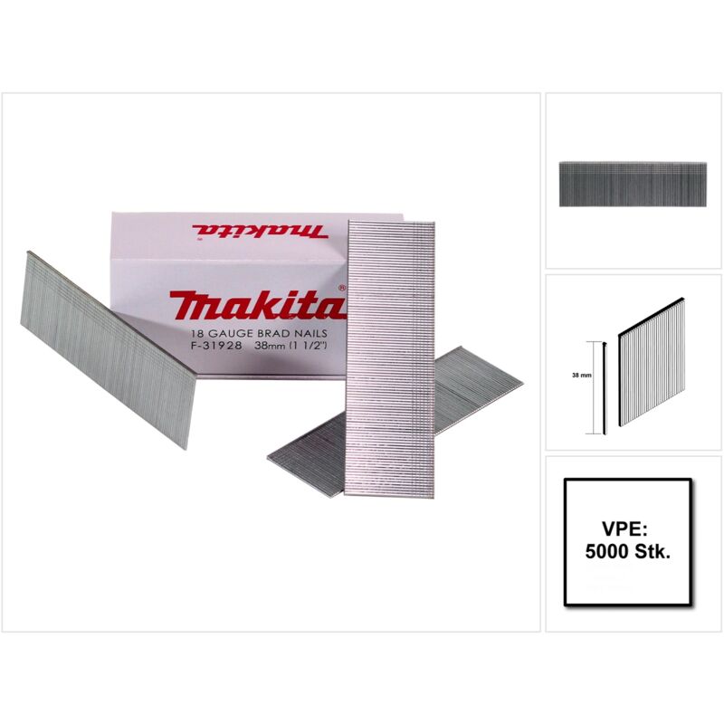Clous à tête homme galvanisés 38mm, 5000 pcs ( F-31928 ) pour cloueuse DBN500/AF505/AF506 - Makita