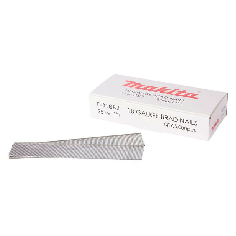 Clous tête homme mini brads 18 Ga galvanisés 25 mm pour cloueur (5000 pcs) Makita F-31883