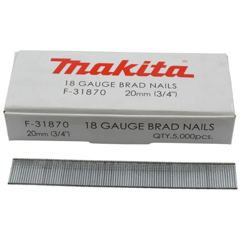 Clous pour ongles 20 mm pour cloueuse de batterie DBN500, 1 pièce, f de 31870 - Makita