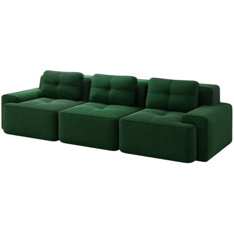 Cloud Modulsofa Boneless Sofa, Modulares Ecksofa, Überdimensionales Modulares Cloud-Sofa, Bequeme Corduroy-Cloud-SofaSofas, 3-Sitzer Tiefsitz Sofa für Wohnzimmer, Montagefreies Sofa, Grün