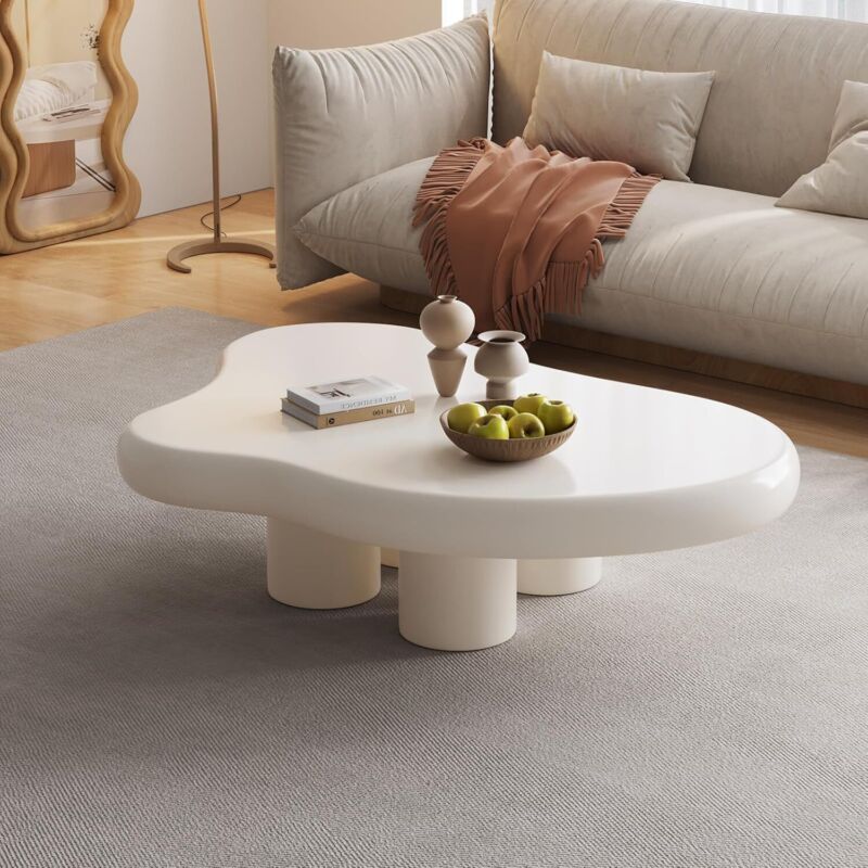 Table basse nuage moderne – 4 pieds – Surface lisse résistante aux