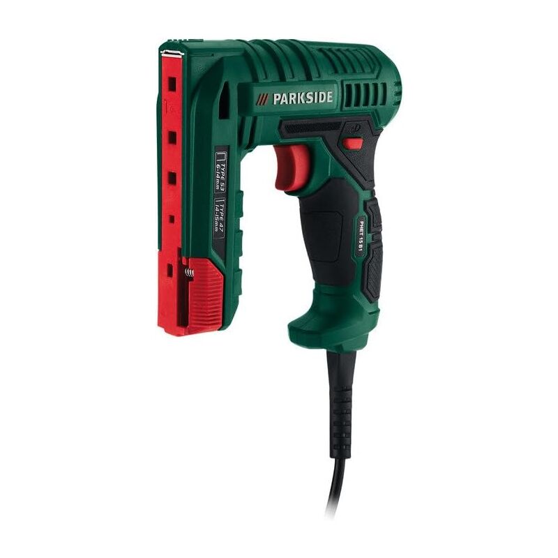Cloueuse / agrafeuse électrique Parkside phet 15 B1 – compatible clous et agrafes standard, câble 3 m