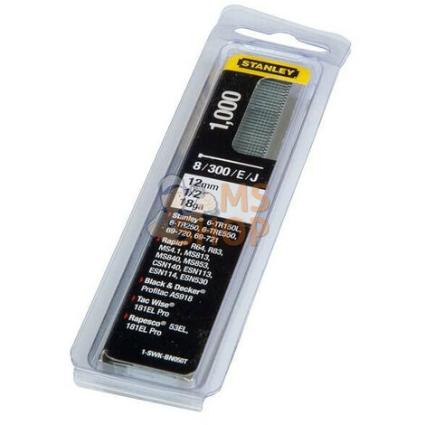 Boîte 1000 clous 1/2 18GA 8/300/E/J STANLEY - 12 mm - 1-SWK-BN050T