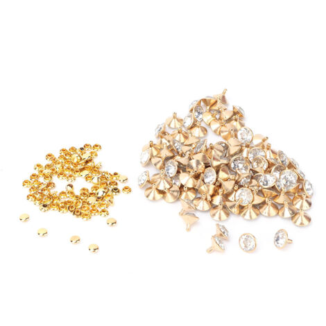 Clous à Rivets Rapides 12mm avec Incrustation de Cristal pour Décoration d'Artisanat en Cuir DIY (Argent)