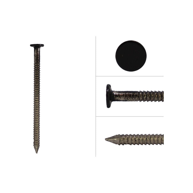 Clous annulaires à tête plate pour bardage Acier inoxydable noir A4 2.9 x 50 - Boîte 500g