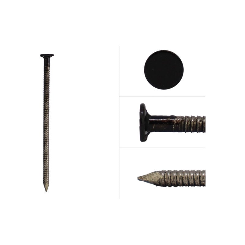 Clous annulaires à tête plate pour bardage Acier inoxydable noir A4 2.9 x 65 - Boîte 500g