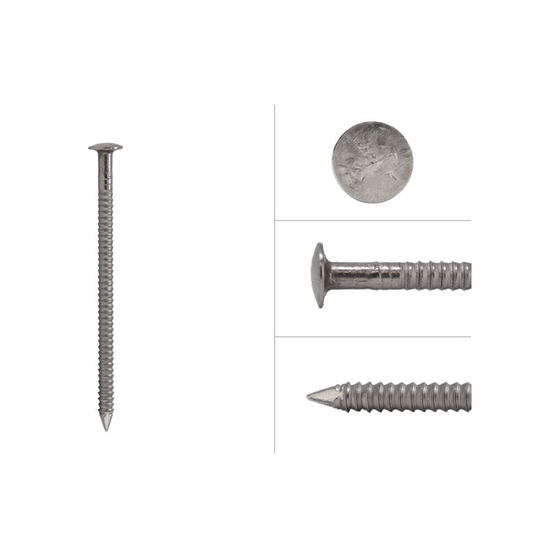 Clous annulaires à tête plate pour bardage en acier inoxydable A4 2.9 x 40 - Boîte de 500g