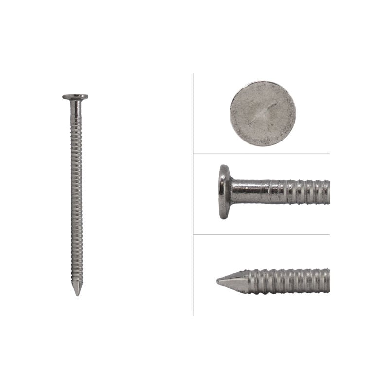 Clous annulaires à tête plate pour bardage en acier inoxydable A4 2.9 x 50 - Boîte de 500g