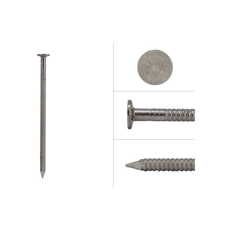 Clous annulaires à tête plate pour bardage en acier inoxydable A4 2,9 x 65 - Boîte de 500g