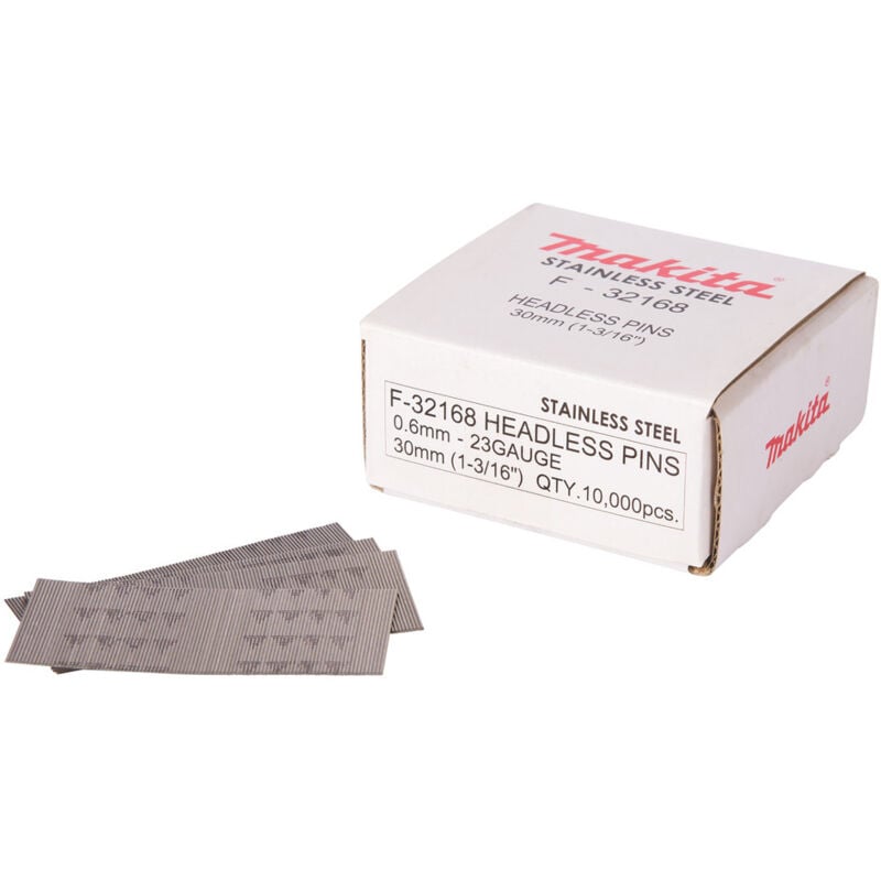 10 000 Finettes 23 Ga 30 mm galvanisés pour cloueurs pneumatiques et à batterie Makita F-32168