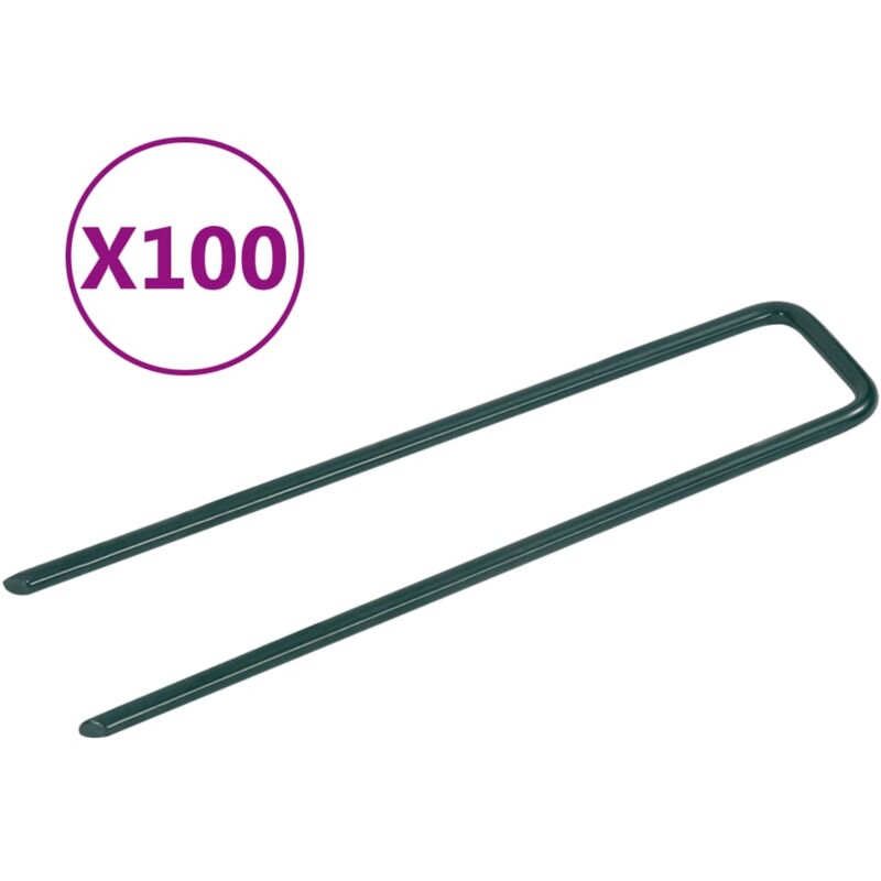 Maison Chic - Clous pour gazon artificiel 100 pcs Gazon synthétique Forme de u Fer 56136