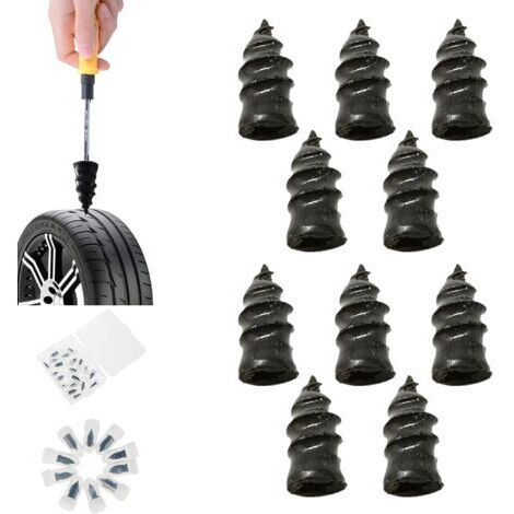 Clous pour pneus de voiture, clous de réparation de pneus sous vide, clous en caoutchouc pour réparation de pneus, outil de réparation rapide, adapté aux voitures, motos, camions 10 pièces