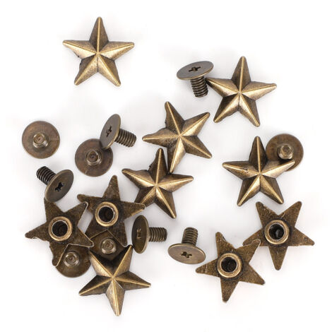 Clous Rivets Étoile 14mm Bronze pour Décoration Vêtements et Chaussures DIY