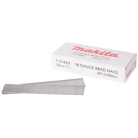 Clous tête homme mini brads 18 Ga galvanisés 25 mm pour cloueur (5000 pcs) - MAKITA F-31883