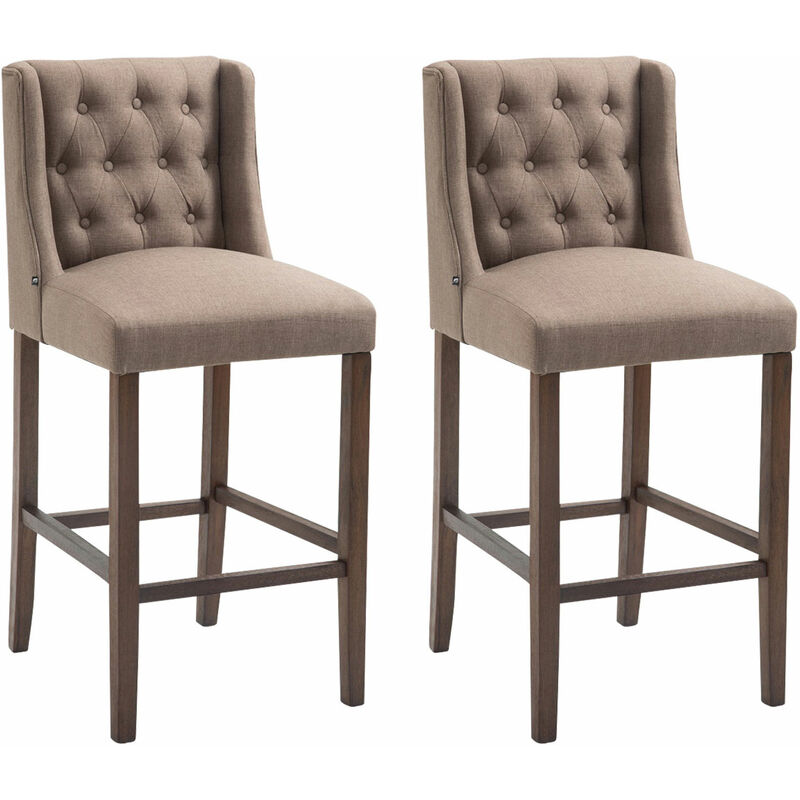 CLP - Lot de 2 Tabourets de bar Cassandra Tissu Taupe Antique foncé