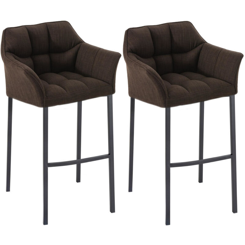 Clp - 2er Set Barhocker Damaso Stoff Mit 4-fuß Gestell Braun Schwarz