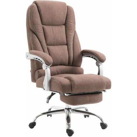CLP – Bureau présidentiel marron – Confortable et résistant – Tissu 100 % polyester – Base métal chromé – Hauteur réglable 118-127 cm