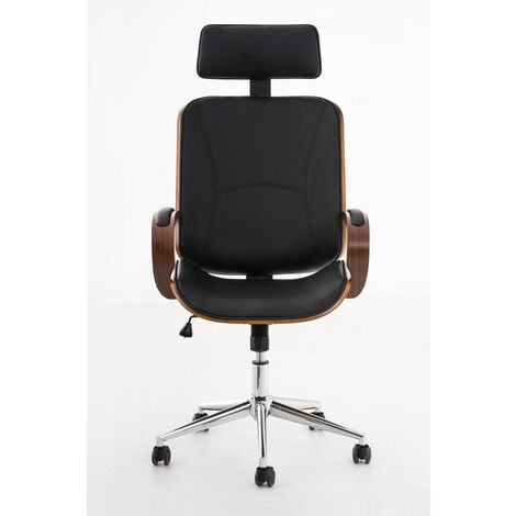 CLP – Chaise de bureau en cuir écologique – Chaise directionnelle moderne en bois – Rembourrage haute qualité – Hauteur réglable 118-125 cm