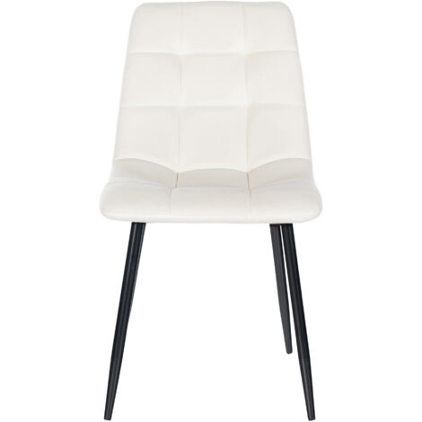 CLP – Chaise de salle à manger Antibes en velours noir crème – Pieds en métal – Confort optimal avec assise rembourrée – Hauteur 84 cm