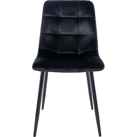 CLP – Chaise de salle à manger Antibes en velours – Pieds en métal noir – Assise rembourrée – Hauteur 84 cm – Largeur 45 cm – Pour intérieur moderne