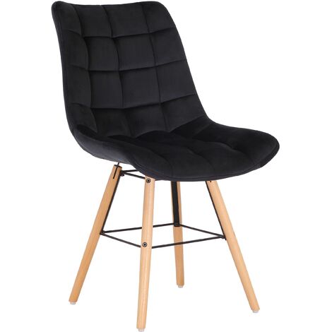 CLP – Chaise de salle à manger en velours – Pieds en bois noir – Hauteur 82 cm – Largeur 46 cm – Confort rembourré pour repas en famille
