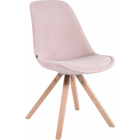 CLP – Chaise de salle à manger en velours rose – Pieds carrés en bois hêtre – Hauteur 84 cm – Largeur 48 cm – Charge maximale 120 kg
