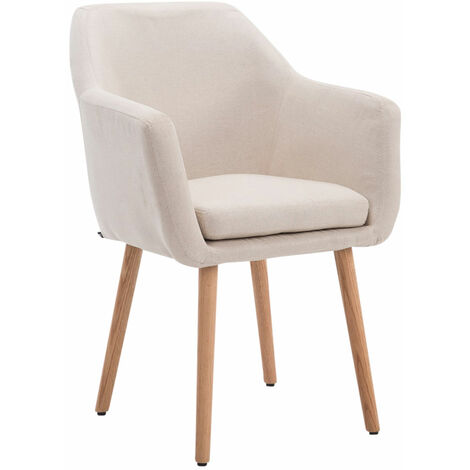 CLP – Chaise de salle à manger Utrecht en tissu polyester – Pieds en bois de chêne – Hauteur 88 cm – Largeur 61 cm – Confort rétro chic