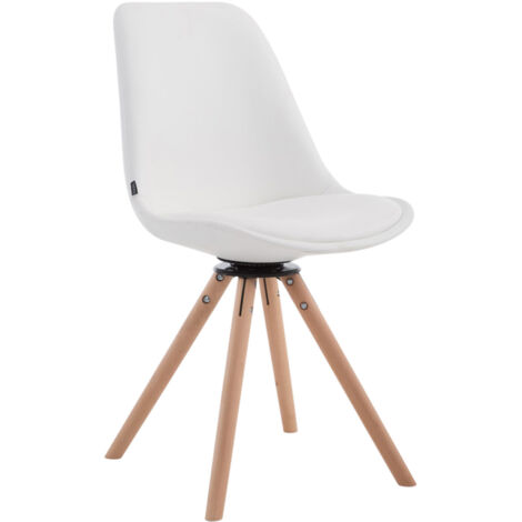 CLP – Chaise enfant pivotante similicuir blanc – Design scandinave – Pieds en bois de hêtre ronds – Confort d'assise pour longues heures