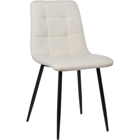 CLP – Chaise moderne en tissu matelassé – Confort optimal avec dossier haut – Hauteur 88 cm, largeur 45 cm, hauteur d'assise 48 cm – Couleur crème