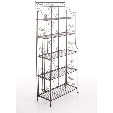 CLP – Étagère de jardin en métal thermolaqué – 5 étagères rabattables – Hauteur 173 cm – Capacité 25 kg – Design maison de campagne
