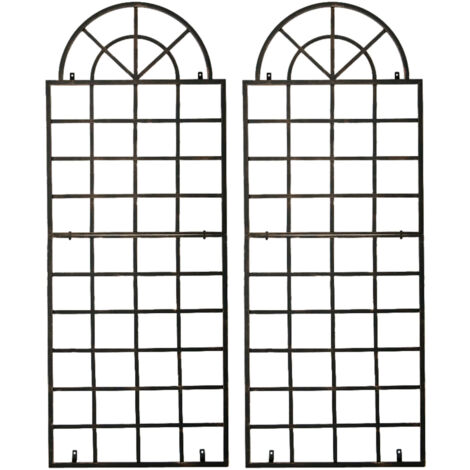 CLP – Jeu de 2 treillis muraux en fer 180 cm – Fixation robuste – Patine antique pour plantes grimpantes – Esthétique raffinée
