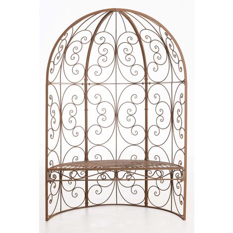 CLP – Arche à rosier demi pavillon avec banc de jardin en fer – Revêtement en poudre – Pour plantes grimpantes – Hauteur 178 cm – Largeur 120 cm