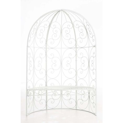 CLP – Arche à rosier demi pavillon avec banc de jardin – Structure en fer – Hauteur 178 cm – Largeur 120 cm – Pour plantes grimpantes