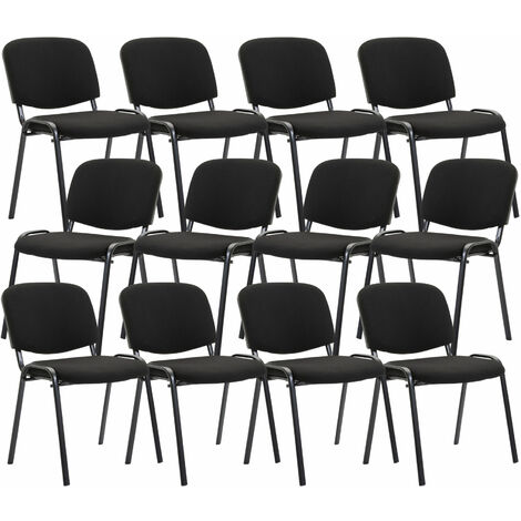CLP – Lot de 12 chaises empilables en tissu noir – 100% polyester – Hauteur d'assise 44 cm – Pour bureaux et salles de réunion