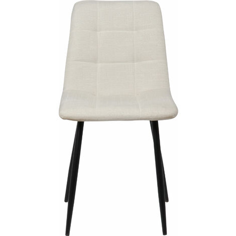 CLP – Lot de 2 chaises modernes en tissu crème – Cadre en métal – Dossier haut et assise rembourrée – Dimensions : 88x45x52cm