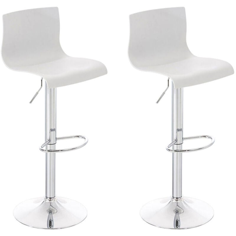 Réglez 2 tabourets avec cadre en acier et assis avec différentes lignes de conception de couleurs colore : Blanc