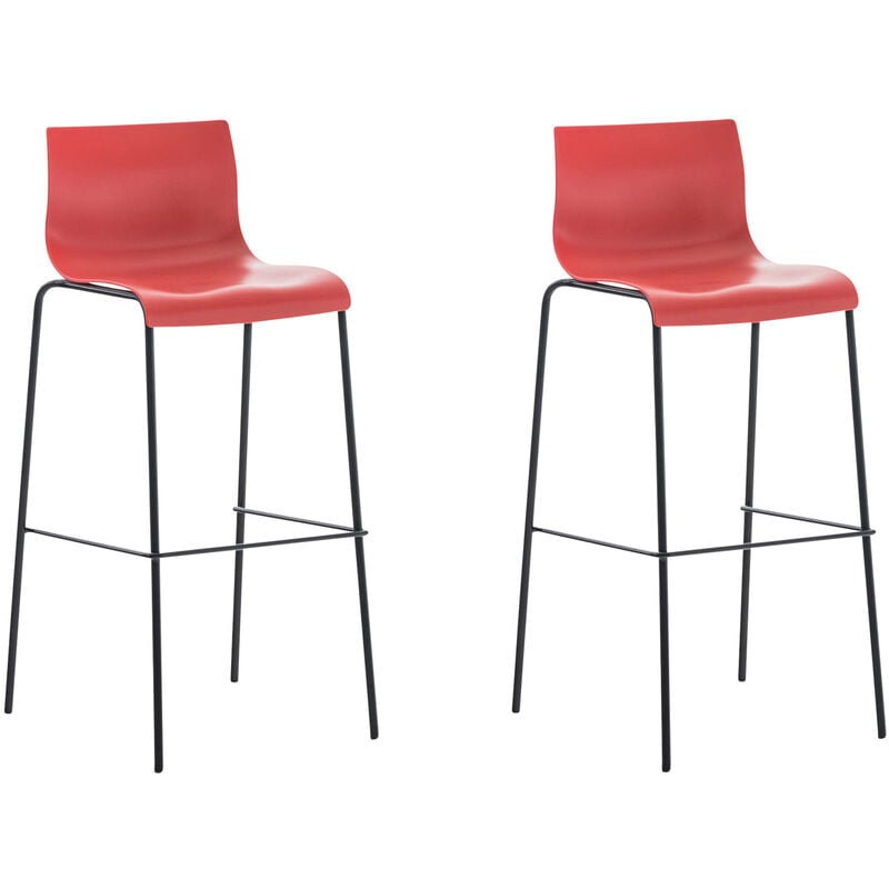 Ensemble de 2 tabourets modernes avec cadre noir et siège en plastique diverses couleurs colore : Rouge