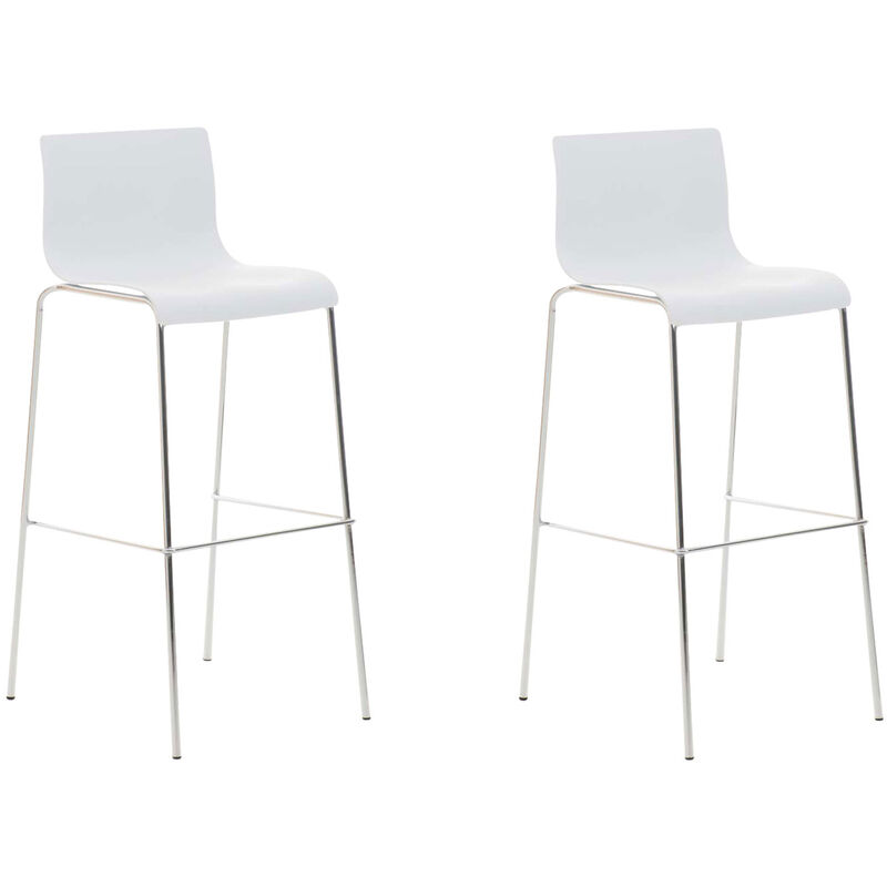 CLP - Lot de 2 tabourets de bar Hover Assise Plastique Pieds Métal Blanc Chrome