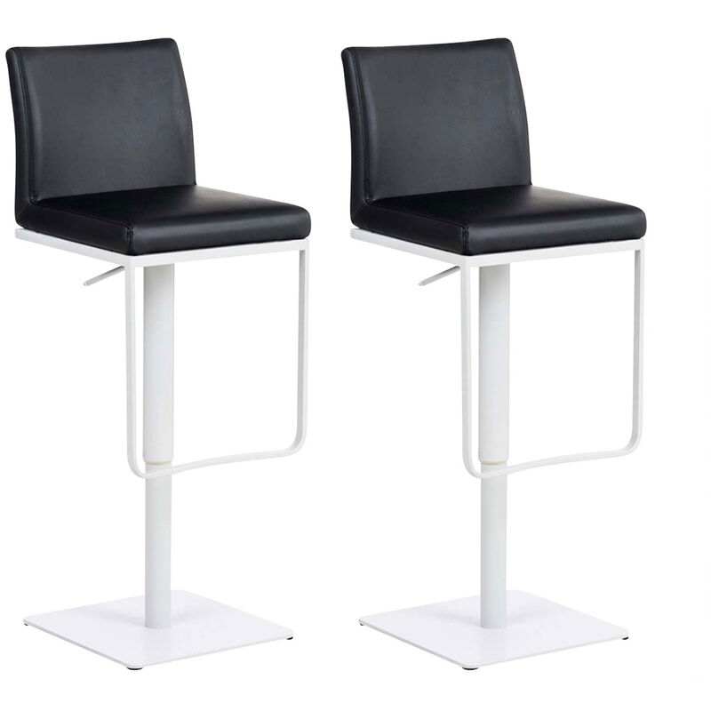CLP - Lot de 2 tabouret de bar Panama similicuir Noir Blanc