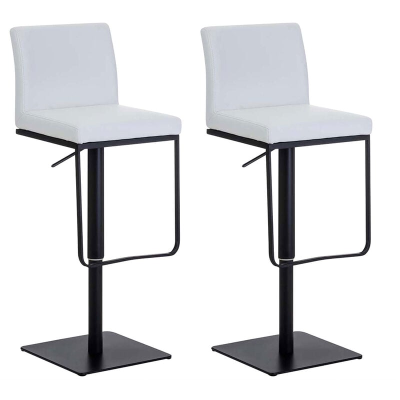 CLP - Lot de 2 tabouret de bar Panama similicuir Blanc Noir