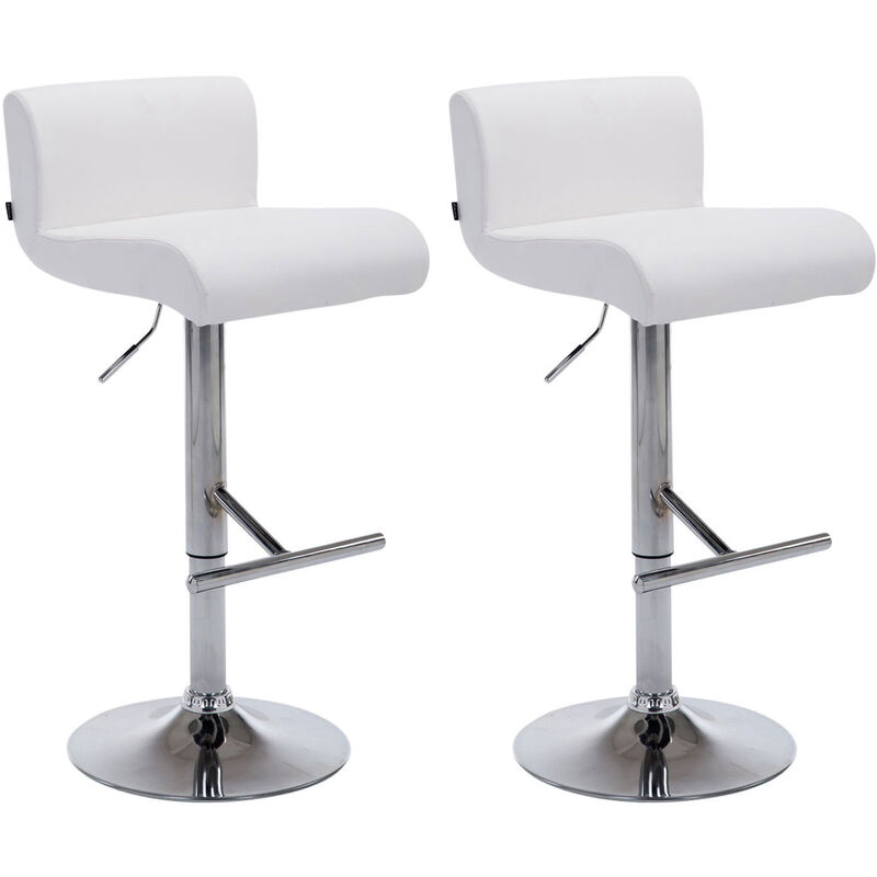 CLP - Lot de 2 Tabourets California Similicuir Blanc