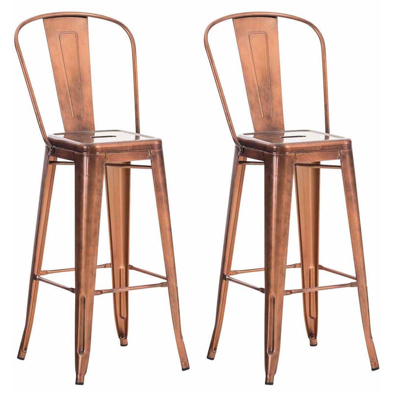 CLP - Lot de 2 tabourets de bar Aiden en métal Cuivre